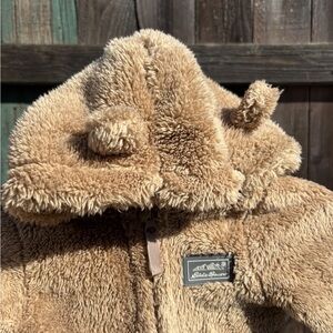 Eddie Bauer Plush Teddy Fleece Hooded Jacket - Camel Brown 18M